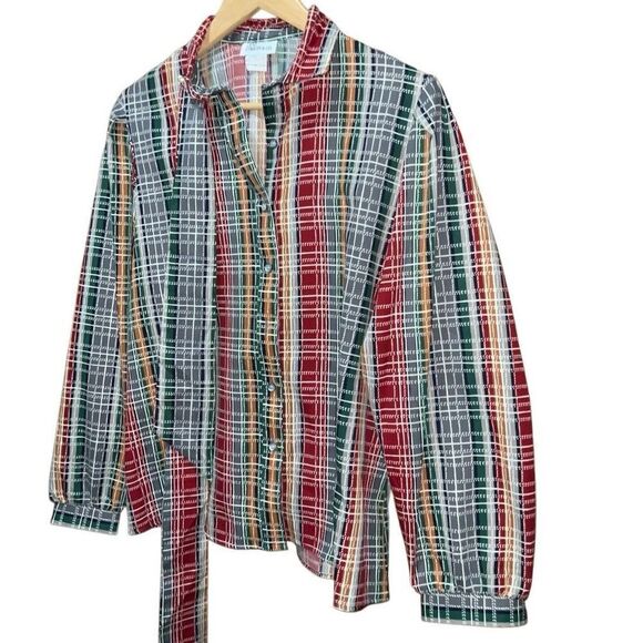 Vintage Levi Strauss Satin Plaid Blouse - Picture 5 of 5